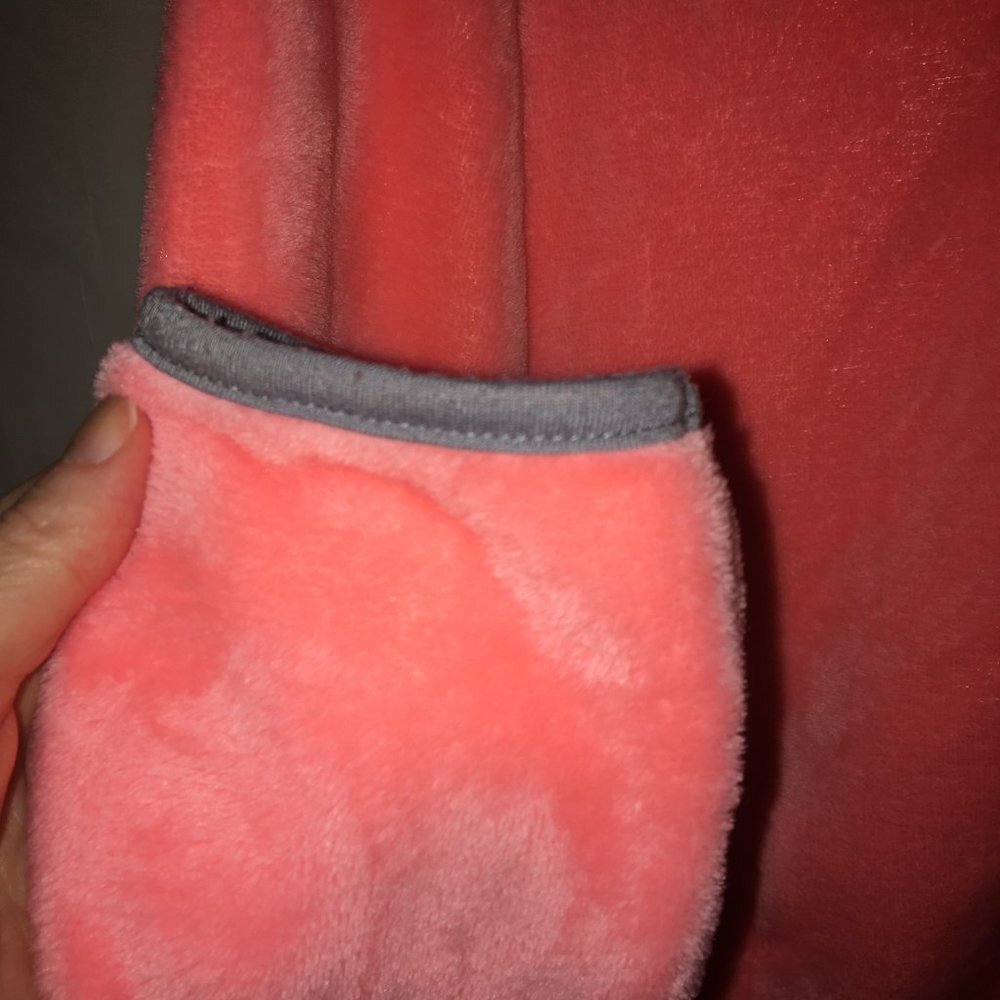 No Boundaries Fleece Sweatshirt Jacket Hoodie Peach/Pink with Gray trim Large - Picture 4 of 11